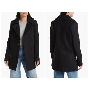 Schott NYC Women's Black 754W Wool Blend Peacoat Size Extra Large XL